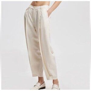 Lattelier Linen Blend Tapered Pants trousers Natural White ivory Small